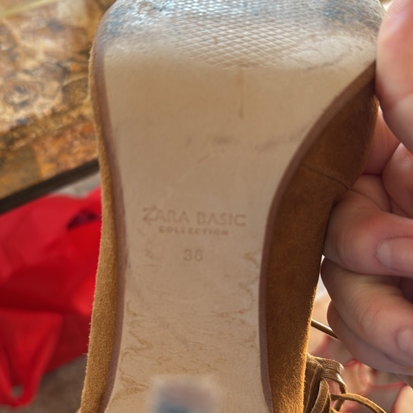 Zara brown suede fringe heels 38 - Picture 5 of 5
